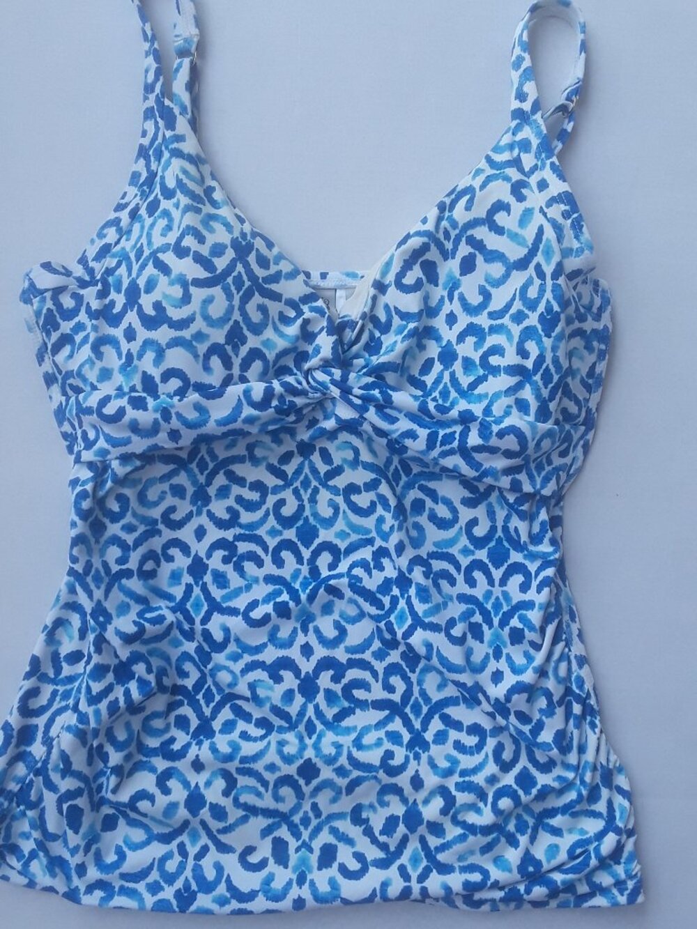 Tommy Bahama blue and white tankini top size S